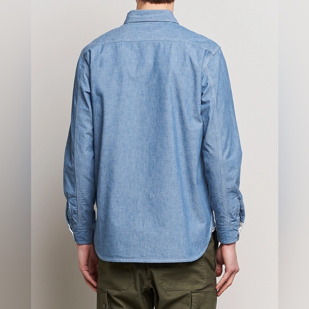 Beams Plus Work Chambray Overshirt Light Blue - Picture 3 of 16